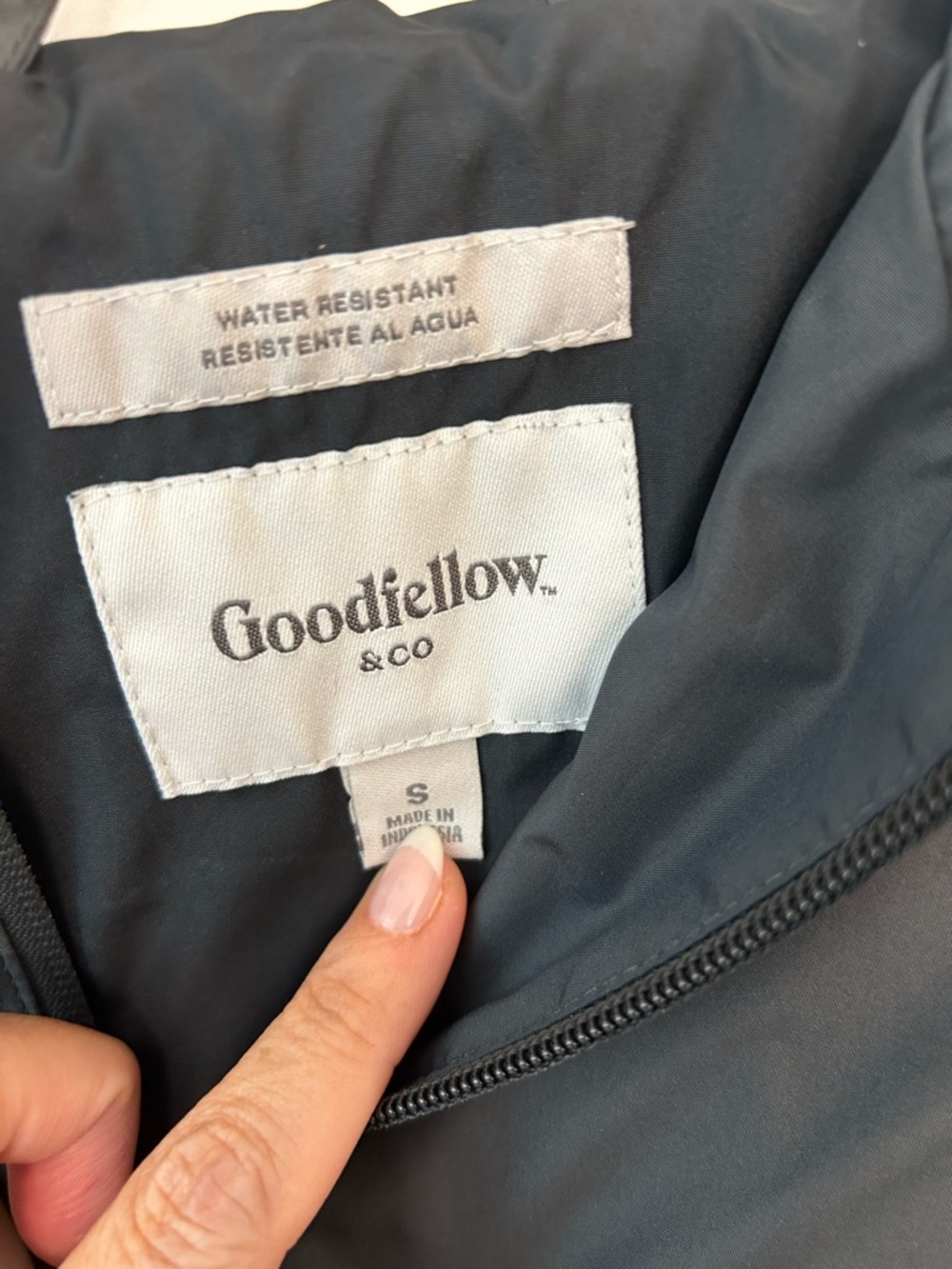 Goodfellow & Co Lightweight Hooded Jacket Small Gray Black Windbreaker Full Zip - Picture 2 of 4